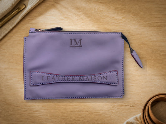 Leather Maison Steel Blue Clutch, full-grain calf leather