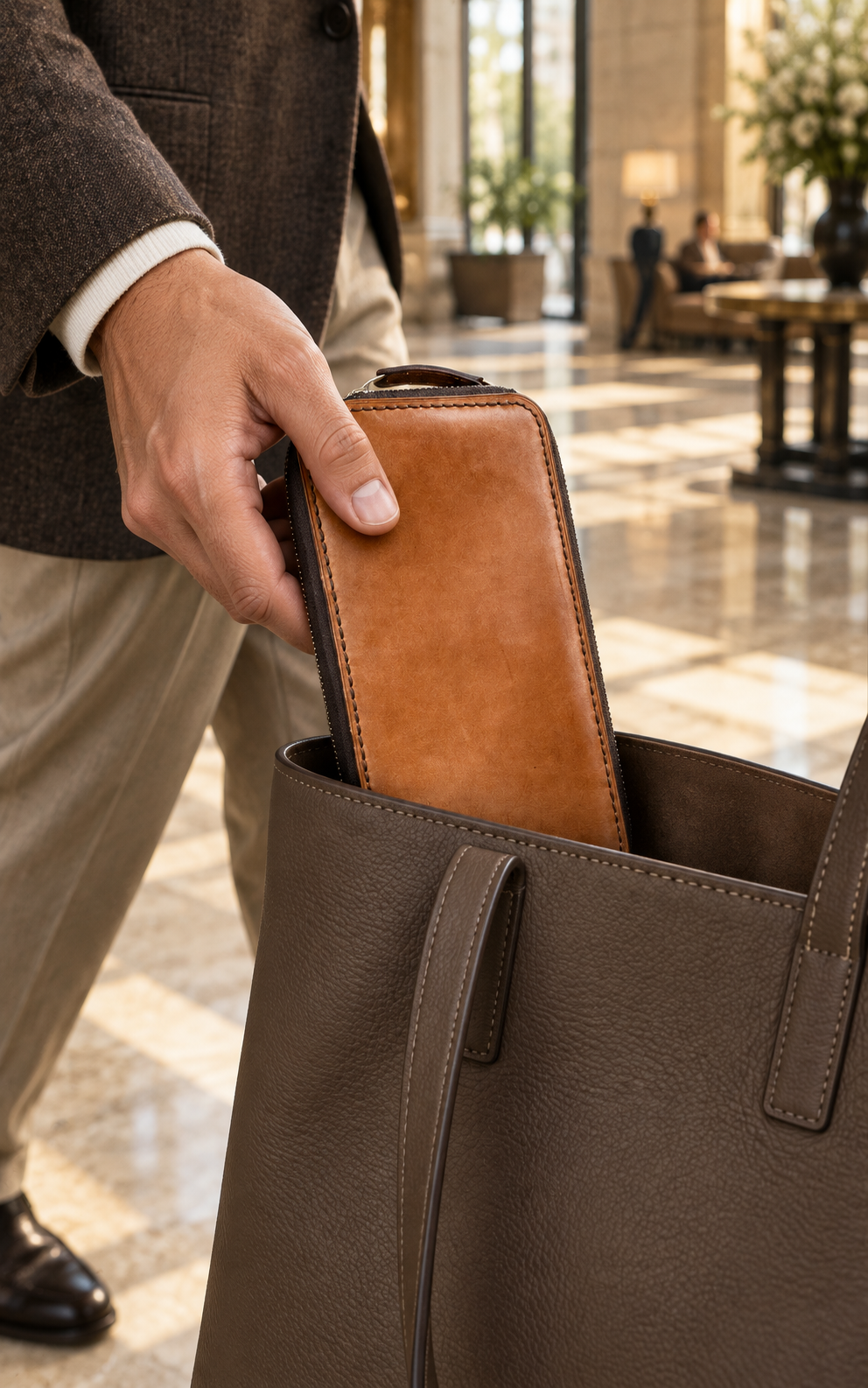 Zipper Wallet, lifestyle shot, carried