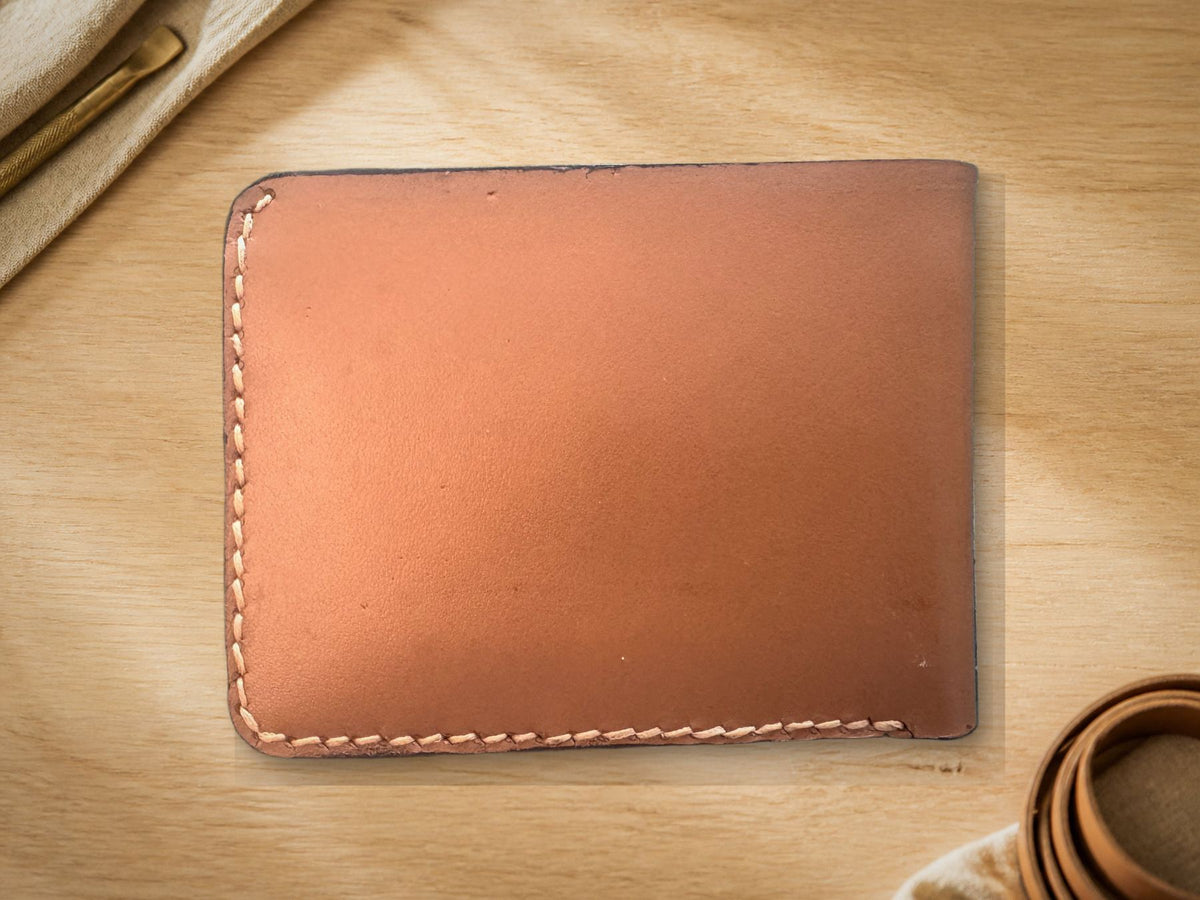 Cognac Bifold Wallet, open interior showing card slots