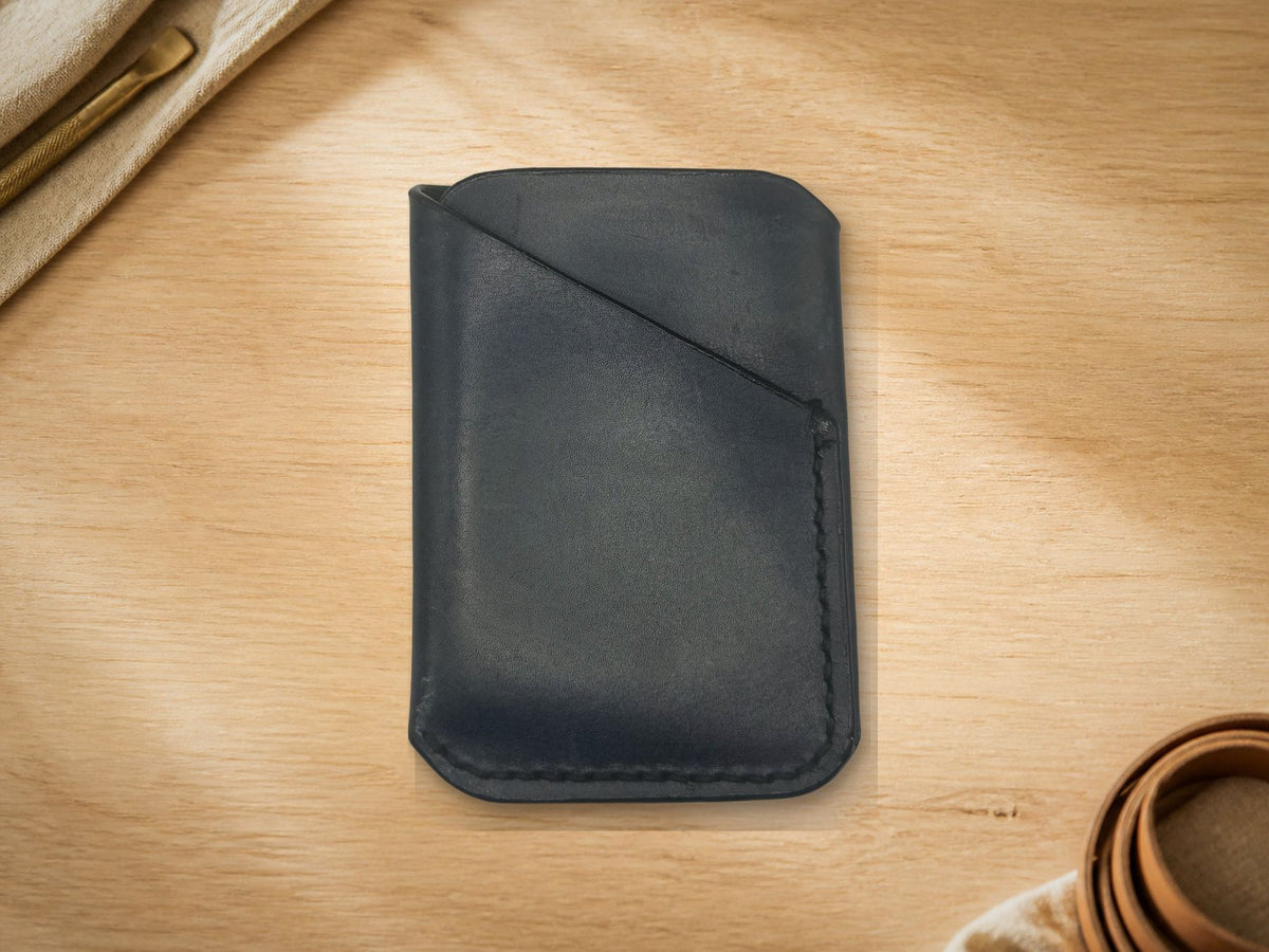 Petrol Business Card Holder, back with thumb-slot cutout