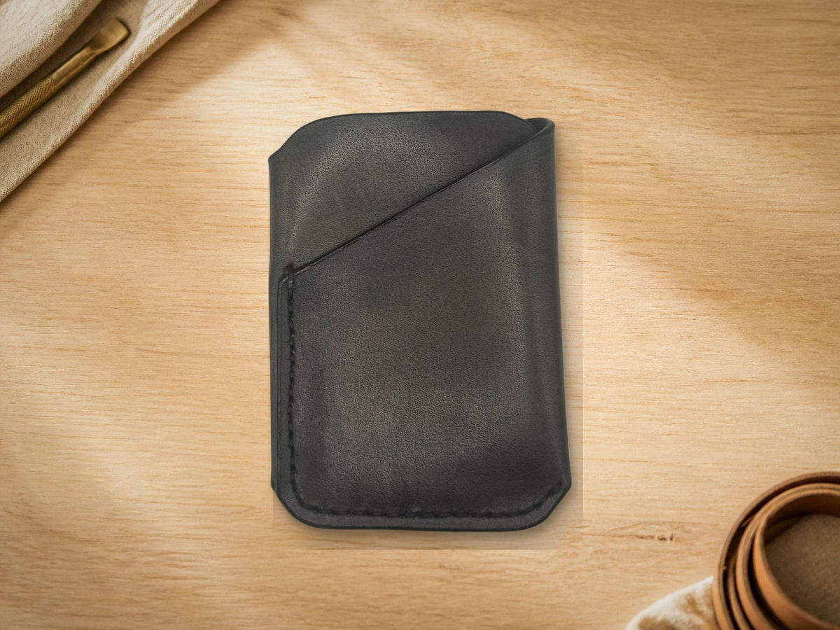 Dark Gray Business Card Holder, back with thumb-slot cutout