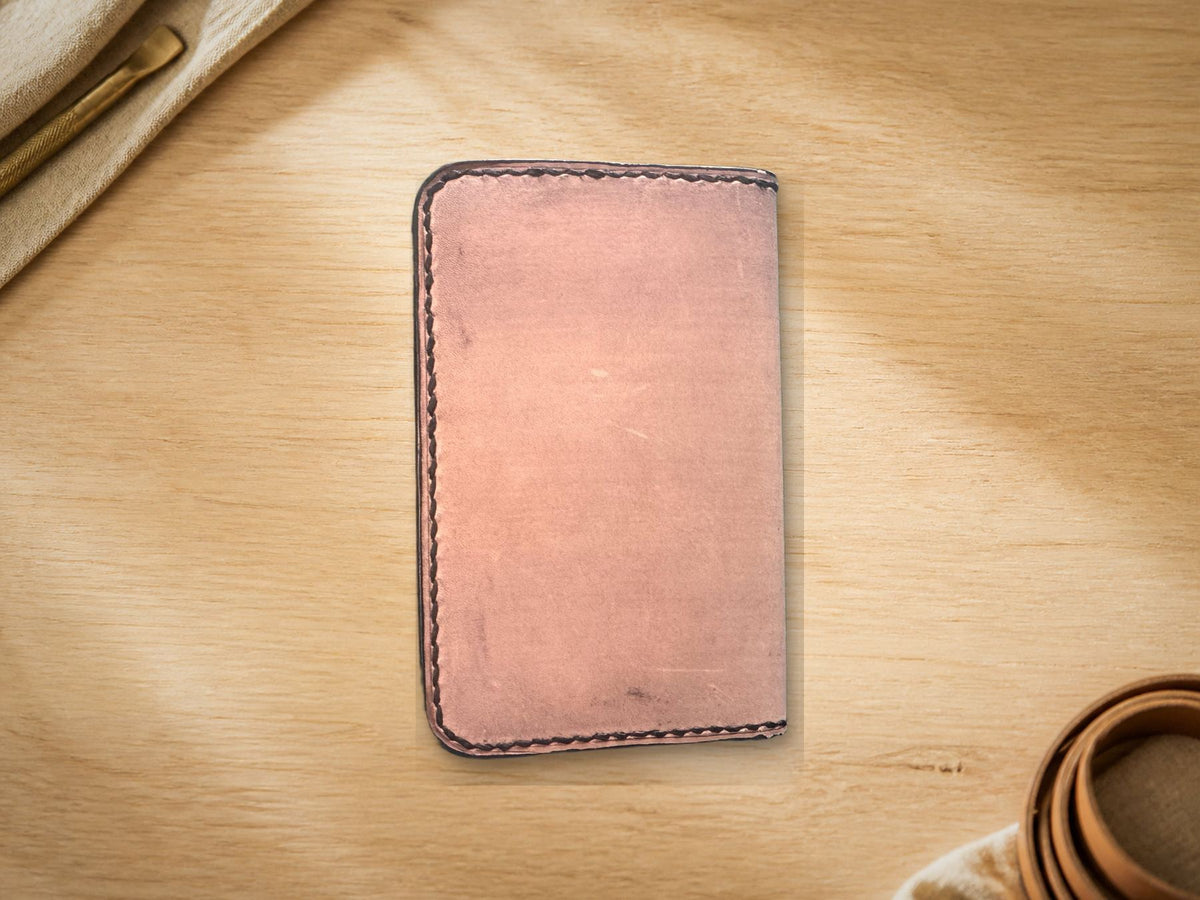 Light Grey Folded Card Holder, closed, straight-on view