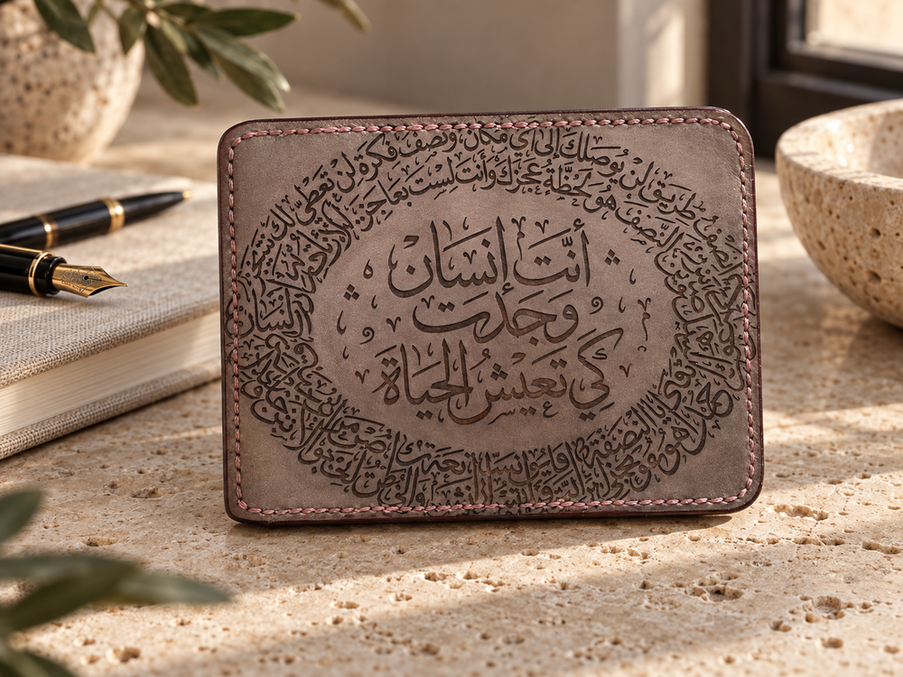 Grey-Bronze Calligraphy Folded Card Holder, lifestyle shot, table setting