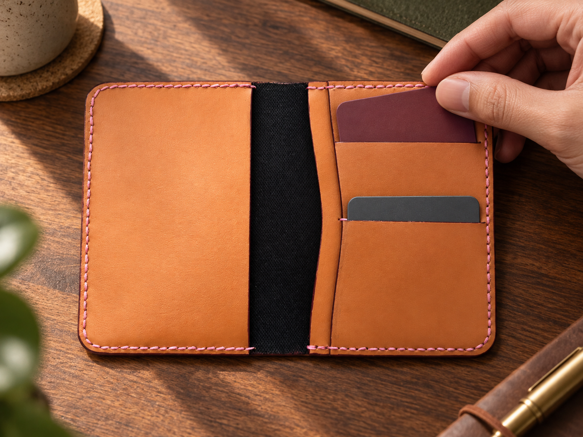 Itinerary Engraved Passport Holder, lifestyle shot, in use