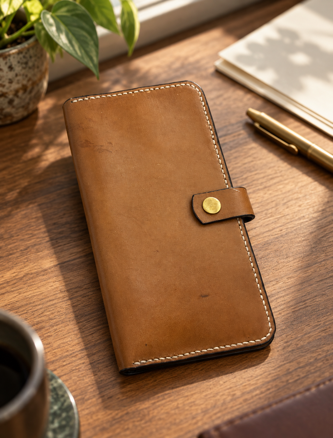 Long Wallet, lifestyle shot, table setting