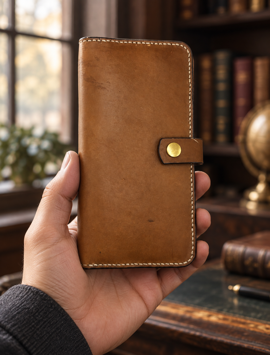 Long Wallet, lifestyle shot, held in hand