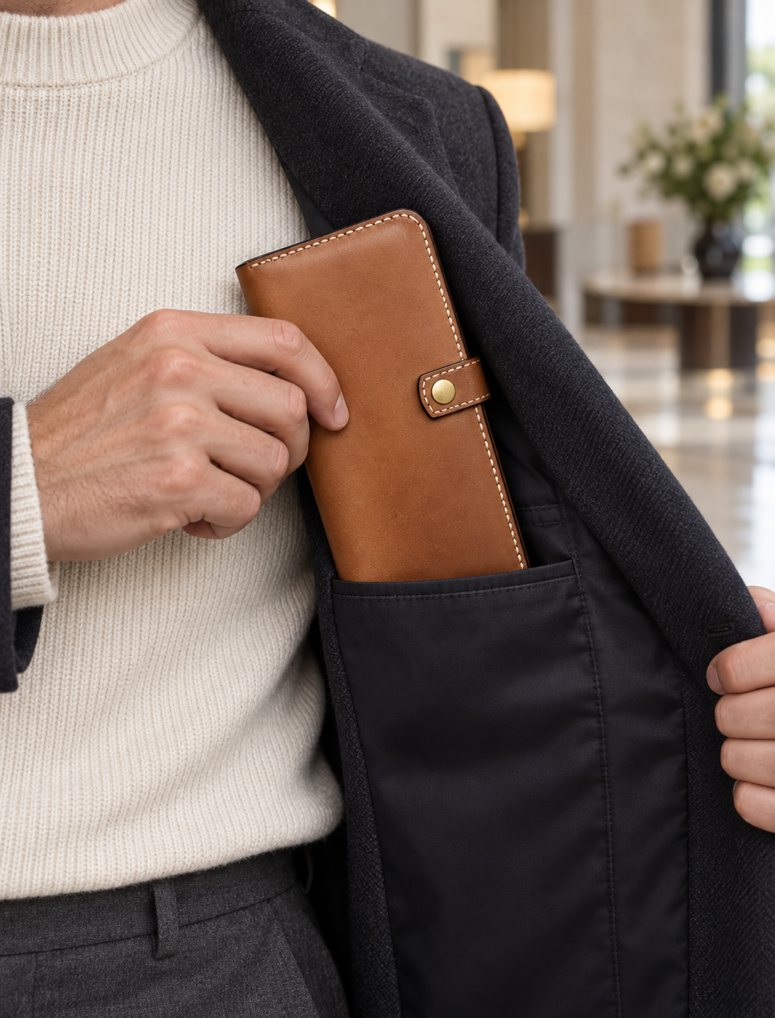 Long Wallet, lifestyle shot, carried