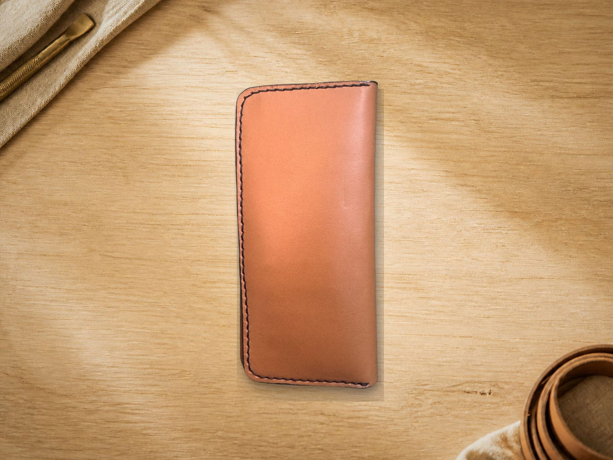 Long Wallet Design 2 held in hand for scale