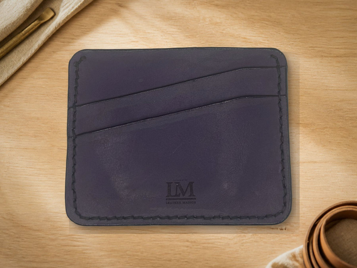 Dark Purple Slim Card Holder, Large, plain front view