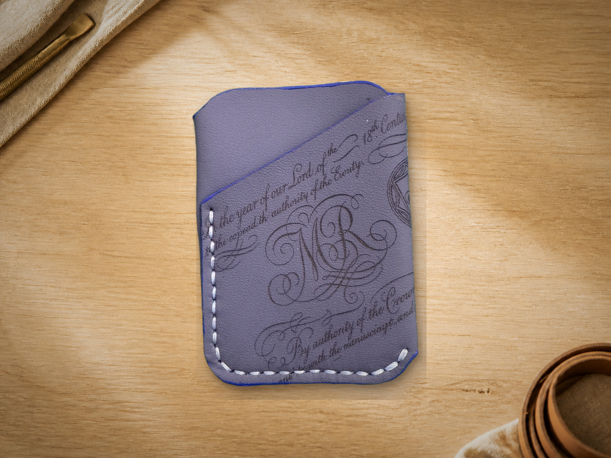 Storm Blue Calligraphy Business Card Holder, lifestyle shot, table setting