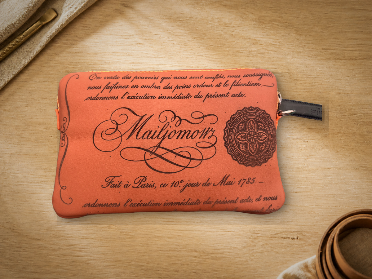 Terracotta Calligraphy Clutch, lifestyle shot, table setting