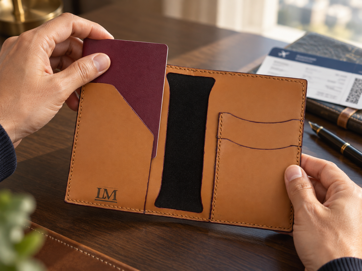 World Map Passport Holder, lifestyle shot, in use